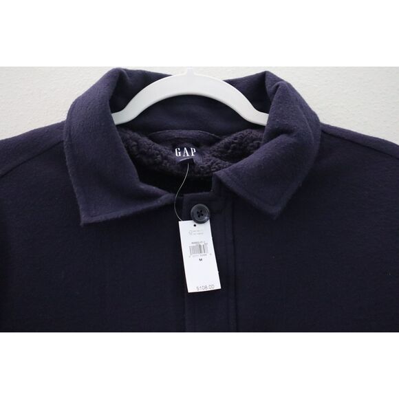 GAP 829200-011 Men's Sz M Blue Lined Utility Sweatshirt Jacket Shacket - Picture 4 of 12